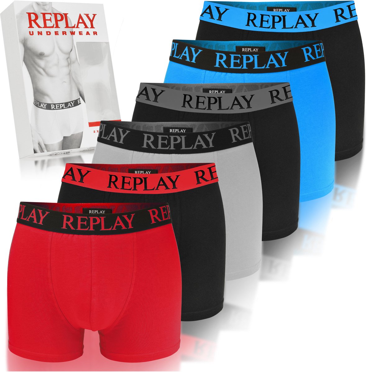Replay Serie - Heren Boxershort Set - XXL - Katoen - Met Kleurig Logo