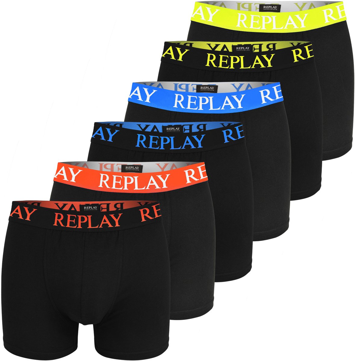 Replay - Heren Boxershorts Set - 6 Stuks - Katoen - Zwart - Logo - Maat S