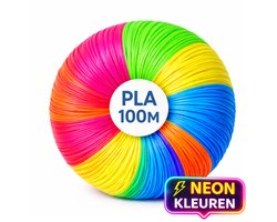 TinyPlay NEON 3D Pen Vullingen - Starterspakket PLA Filament 1.75 mm - voor 3D Tekenen - 100 Meter Navullingen in 6 kleuren NEON - Kinderen