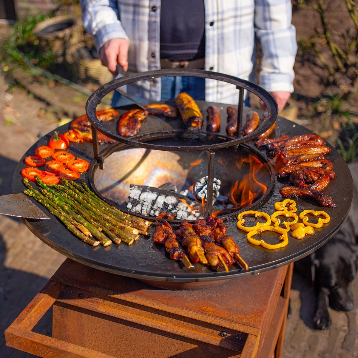 RJRoyal Living BBQ Plancha Grill Maestro Ø70cm Cortenstaal - afbeelding 3