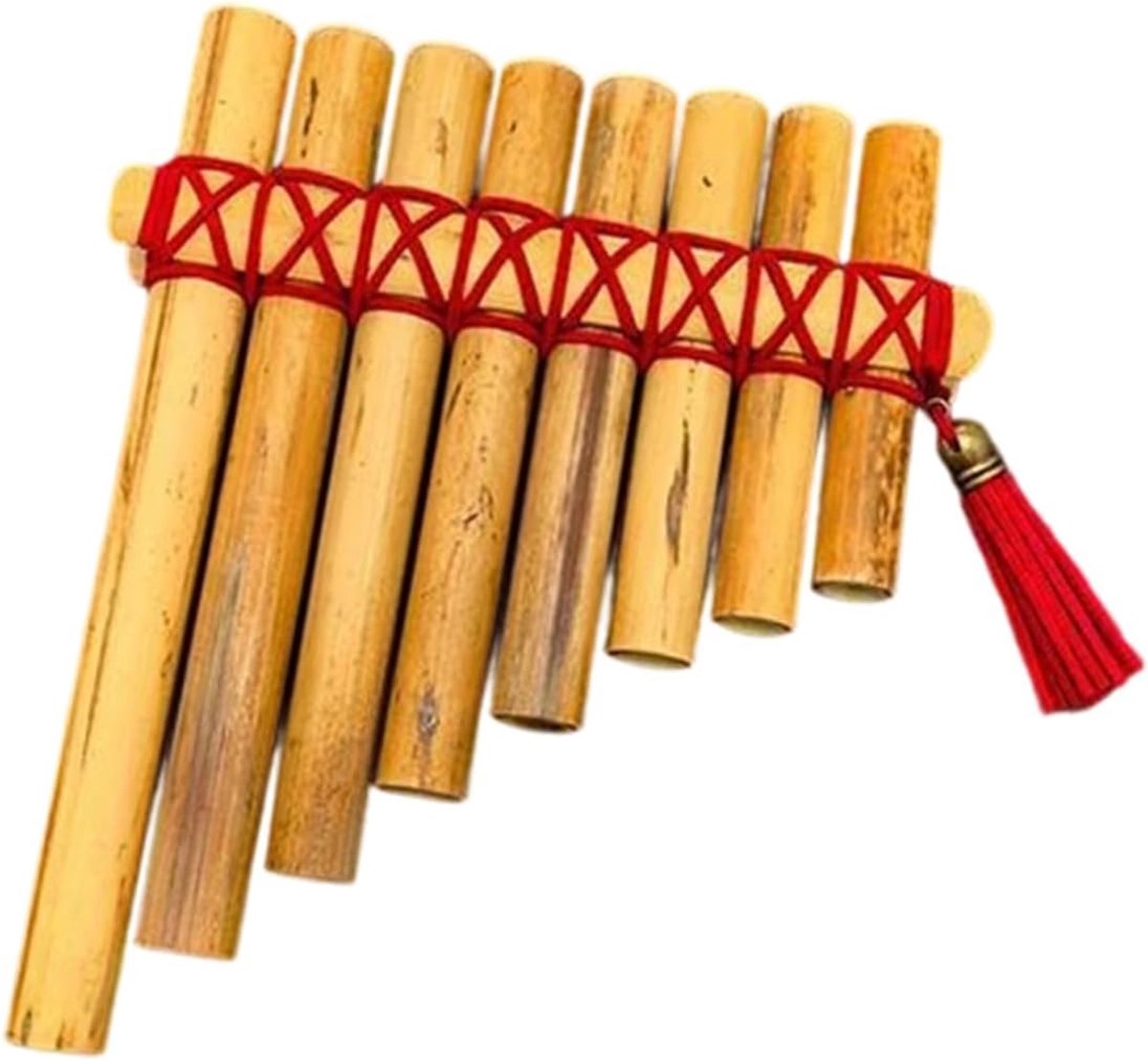 Panfluit C Majeur - Doe het zelf instrument - Muziek Leren - 8 Pijps Ontwerp - 20x15x3 cm - Rood