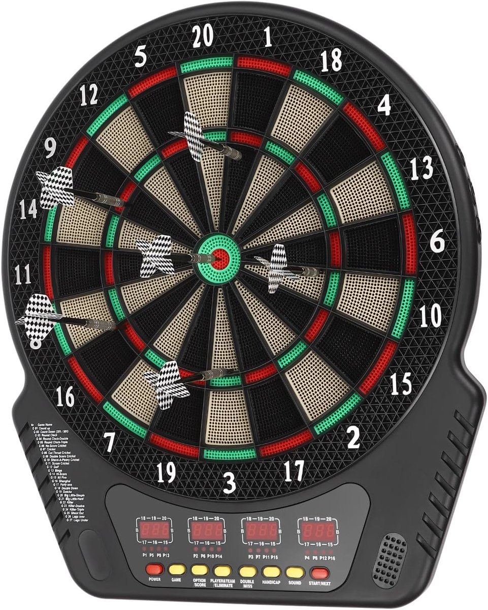 Elektronisch Dartbord - Dartspel Set - Indoor Competitie - 27 Spelvarianten - 44 x 50.5cm - Zwart