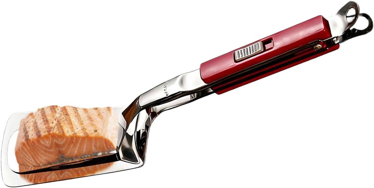 Grill Klem Spatel - Keuken Tang - Voedsel Hanteren - 3-in-1 Functie - 29 cm Lengte - Rood