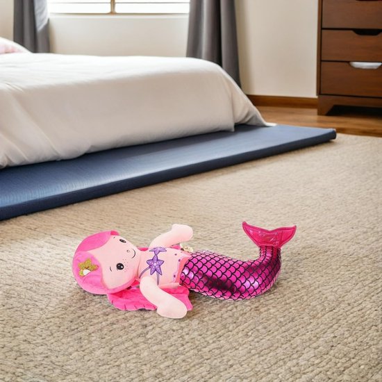 Zeemeermin Pluche Pop - Knuffeldier Speelgoed - Kamer Decoratie - Zacht Katoen Materiaal - 46x29x10.5cm - Rood — afbeelding 4