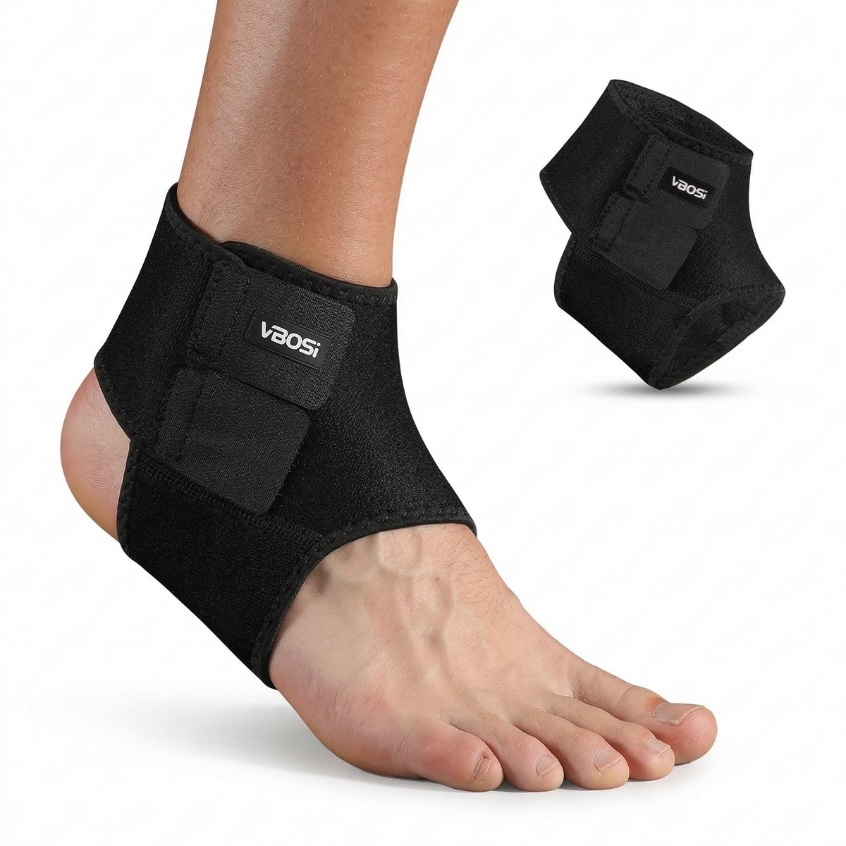Rainbecom - Elastische Enkelbrace met Verstelbare Compressie - Enkelbandage voor Sport en Dagelijks Gebruik - Unisex - links en Rechts Draagbaar - Zwart - One size