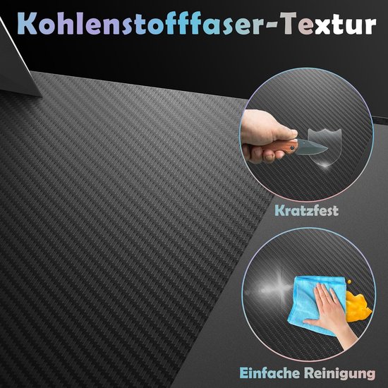 Gaming Bureau - Werktafel Bureau - Comfortabel Gamen - Ingebouwde LED Verlichting - 140x60x74 cm - Zwart — afbeelding 4