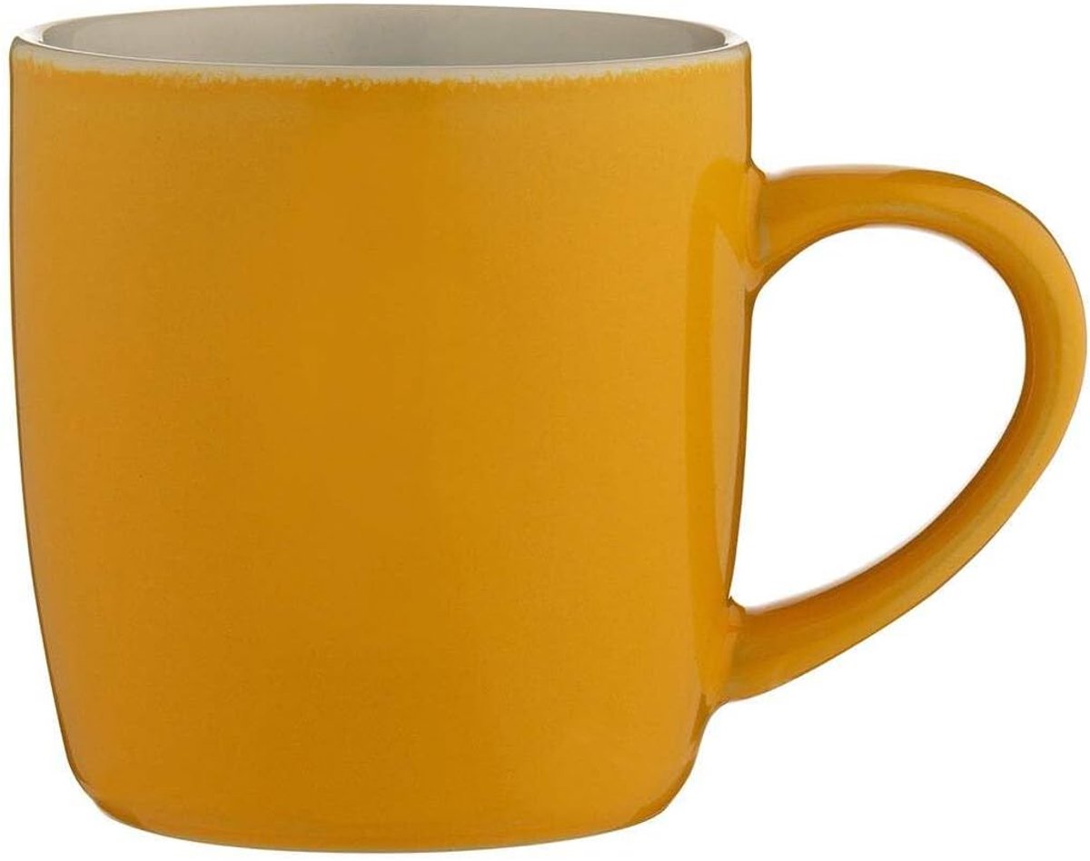 Aardewerk Mok - Theebeker - Koffie Thee - Magnetron Vaatwasserbestendig - 330 ml - Mosterdgeel