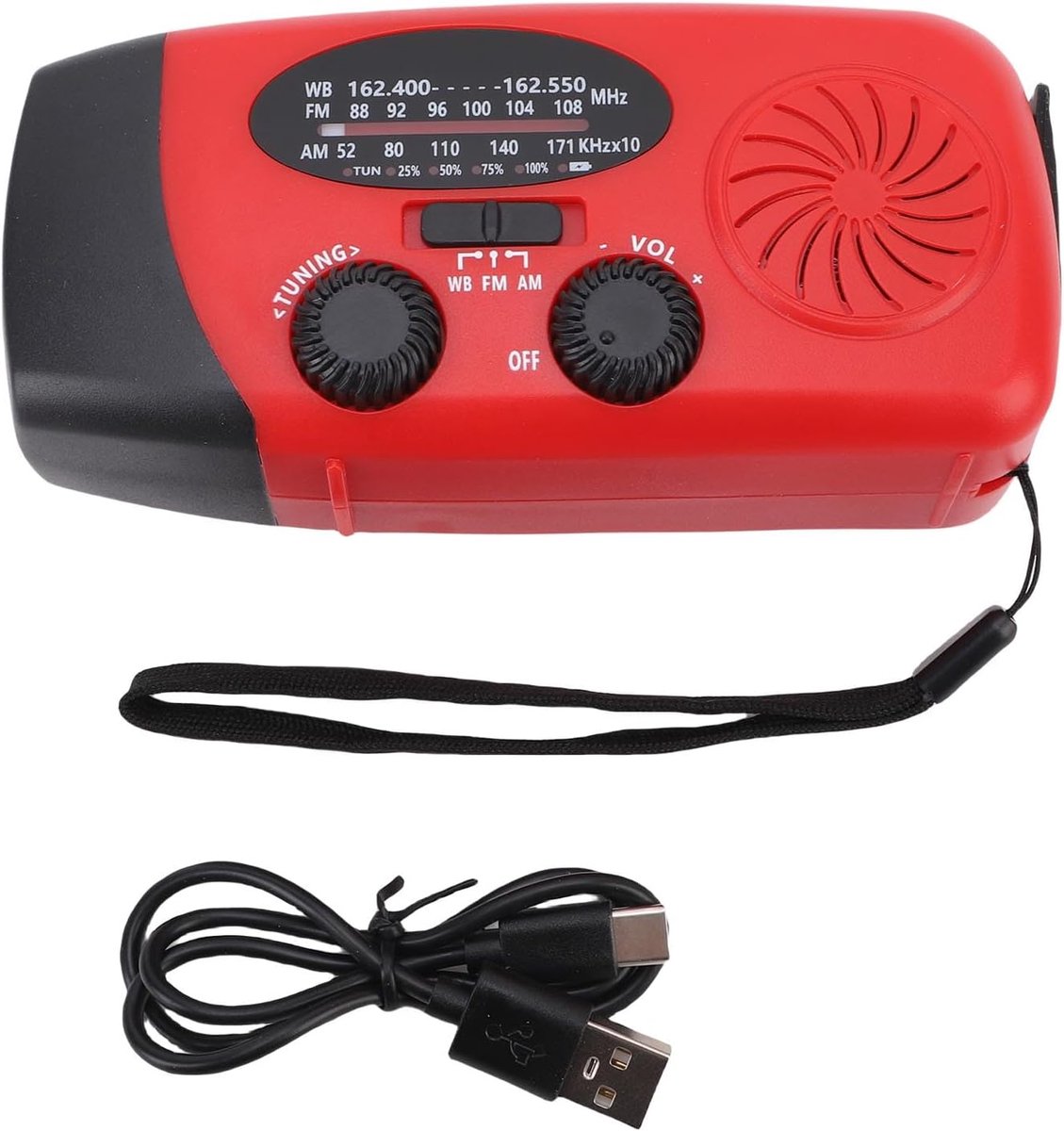 Noodweerradio - AM FM NOAA - Buiten Kamperen - Zonne-energie Mobiele Oplader - 15 x 11 x 5 cm