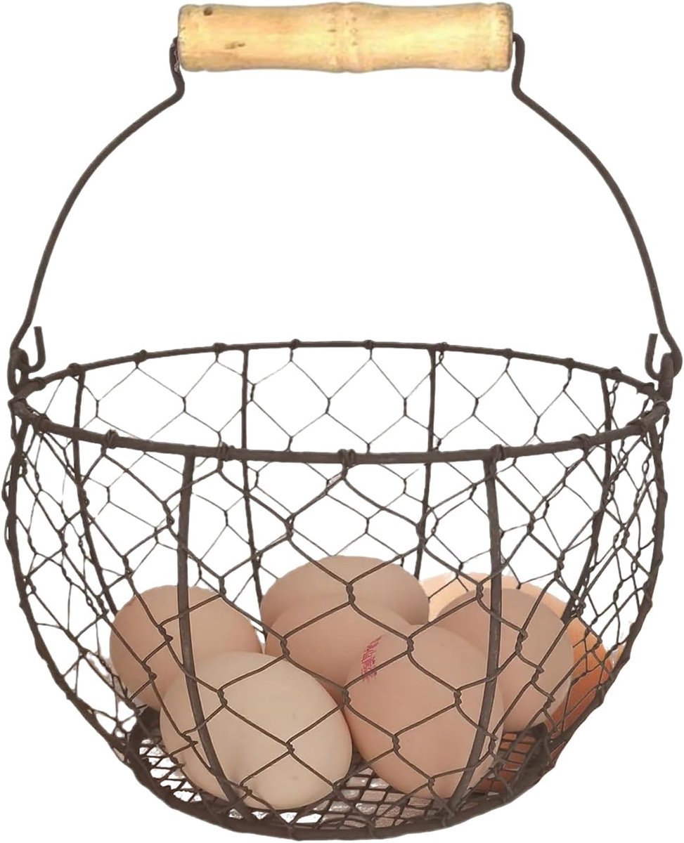 Eier Mand - Keuken Opslag - Fruit Groente - Met Handvat - 20x20x12 cm - Zwart Tan