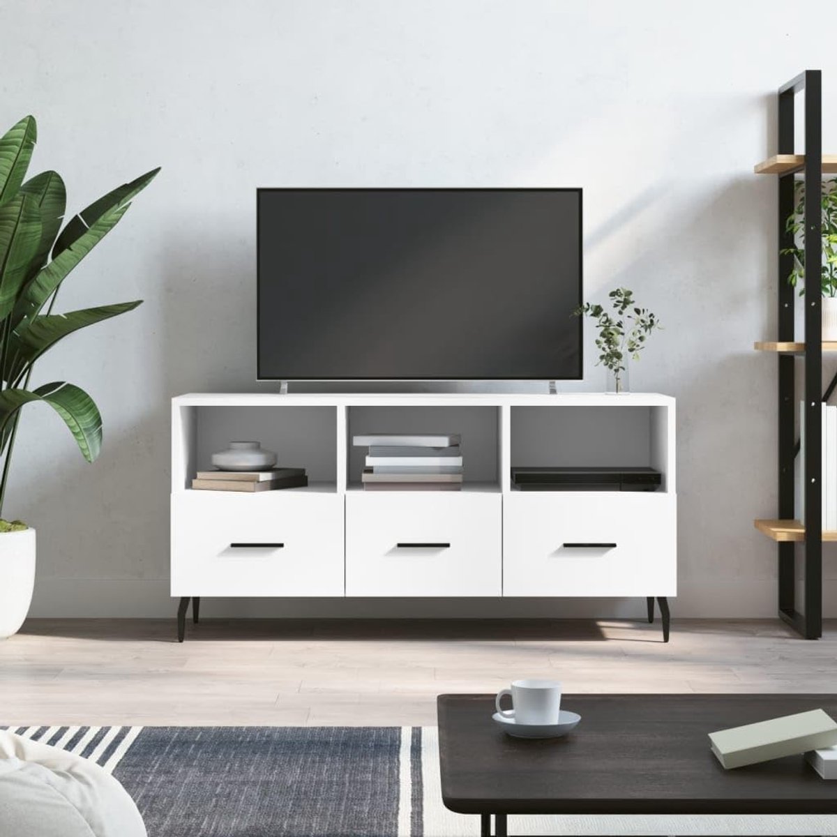 Tv-kast - Media meubel - Woonkamer opbergen - Modern design - 102 x 36 x 50 cm - Wit