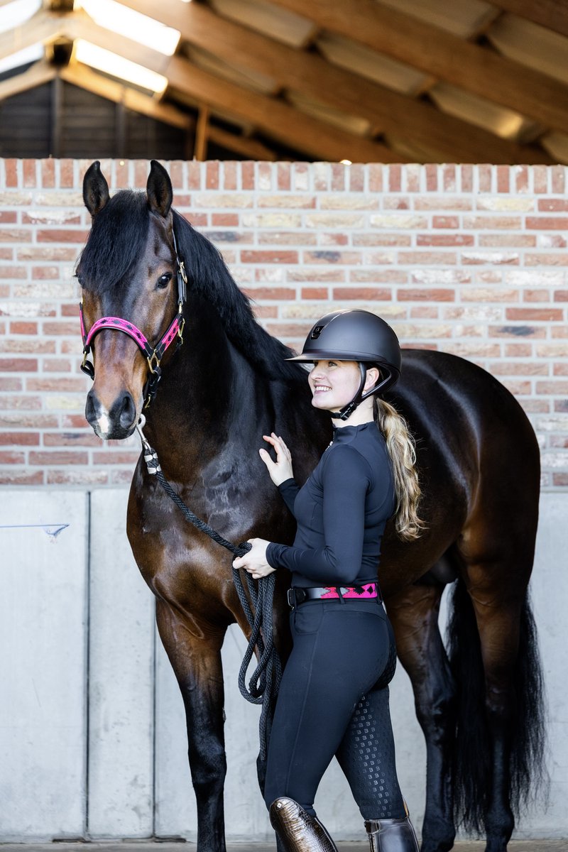 Leren Halster Polo print - Roze - Full - MTB Equestrian