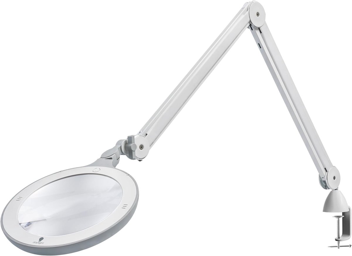 Vergrootlamp met Arm - Precisie Verlichting - Nauwkeurig Werk - 7 Inch Acryl Lens - 3 Dioptrie 1.75x - Wit Lichtgrijs