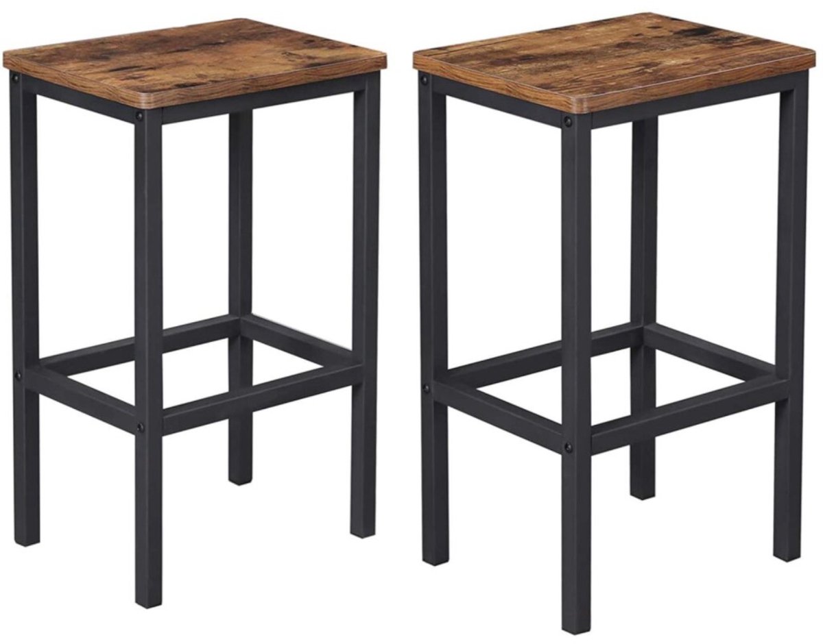 BEGRYF Barkrukken Set van 2 – Industrieel – Vintage Bruin & Zwart – 65 cm