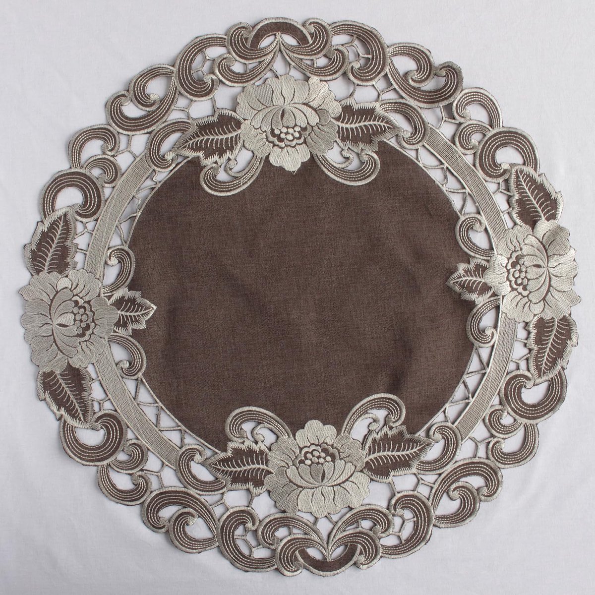 Rond Tafelkleed - Eettafelkleed - Decoratie - Linnenlook stof - 60 cm diameter - Bruin