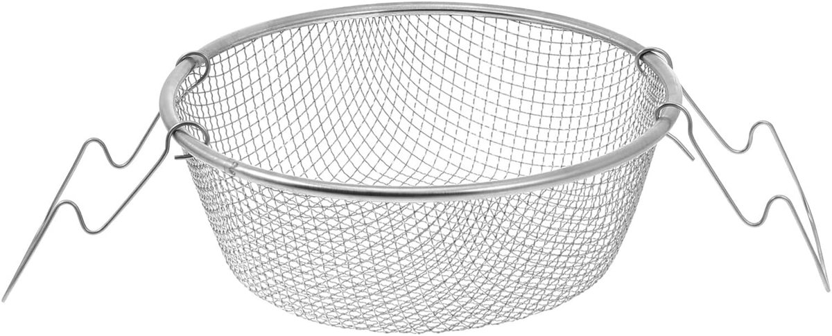 Frituurmand RVS - Keukenmand Snackmand - Frituren Koken Braden - Stevig Handvat - 22x22x22 cm - Zilver