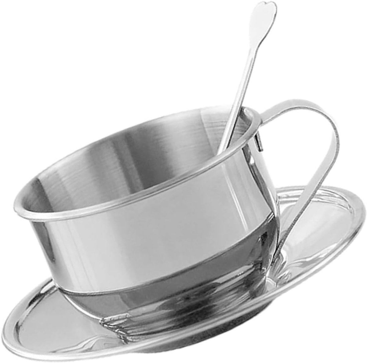 Kopjes Set - Thee Koffie - Afternoon Tea - Roestvrij Staal - 10cm Diameter - Zilver
