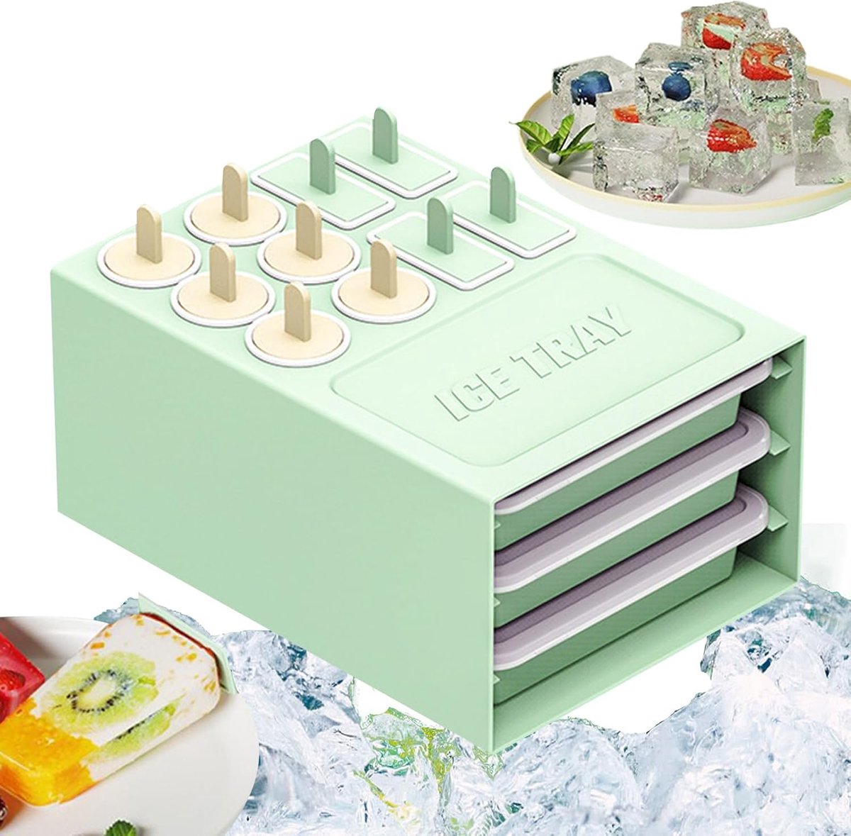 Ijsvorm Set - Waterijsjes Maker - Dranken Koelen - Flexibel 2-in-1 Ontwerp - 21 x 15 cm
