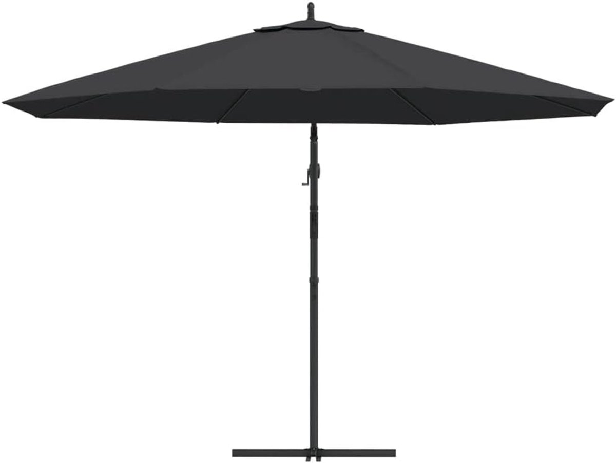 Zweefparasol Aluminium - Tuin Schaduwdoek - Buiten Zitten - Kantelbaar Ontwerp - 350cm Diameter - Zwart – foto 4