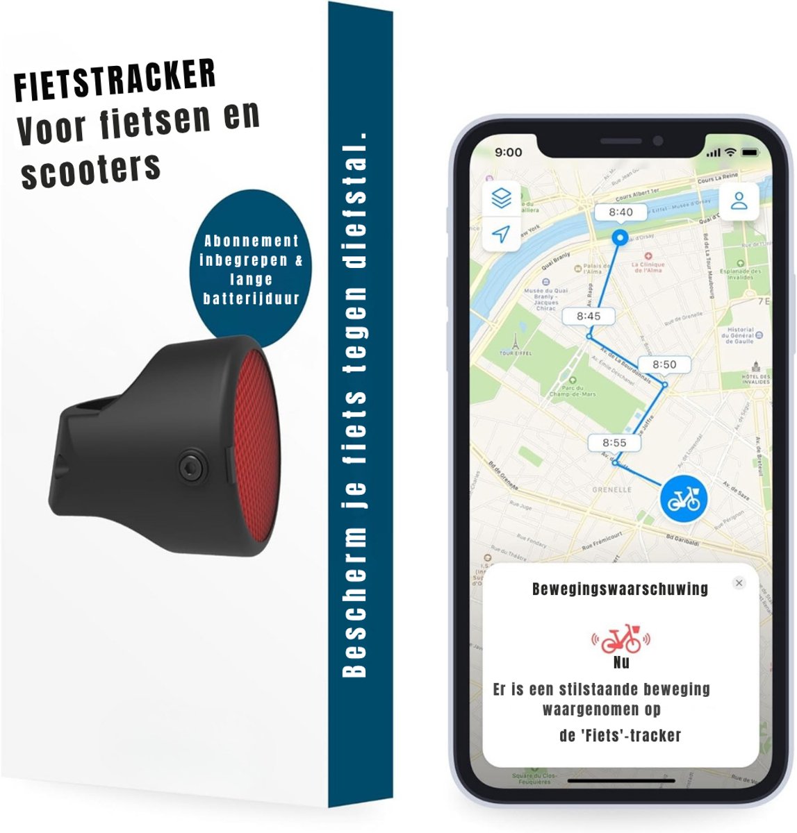 SAVI® GPS Tracker fiets - GPS Tracker - GPS Trackers - Zwart en Rood - 7cm x 6cm x 6cm