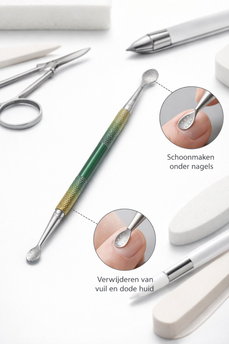 Benelux Surgical Instruments / Nagelreiniger / Curette – 12,5 cm – Manicure & Pedicure Tool – RVS – Herbruikbaar -Dubbelzijdige