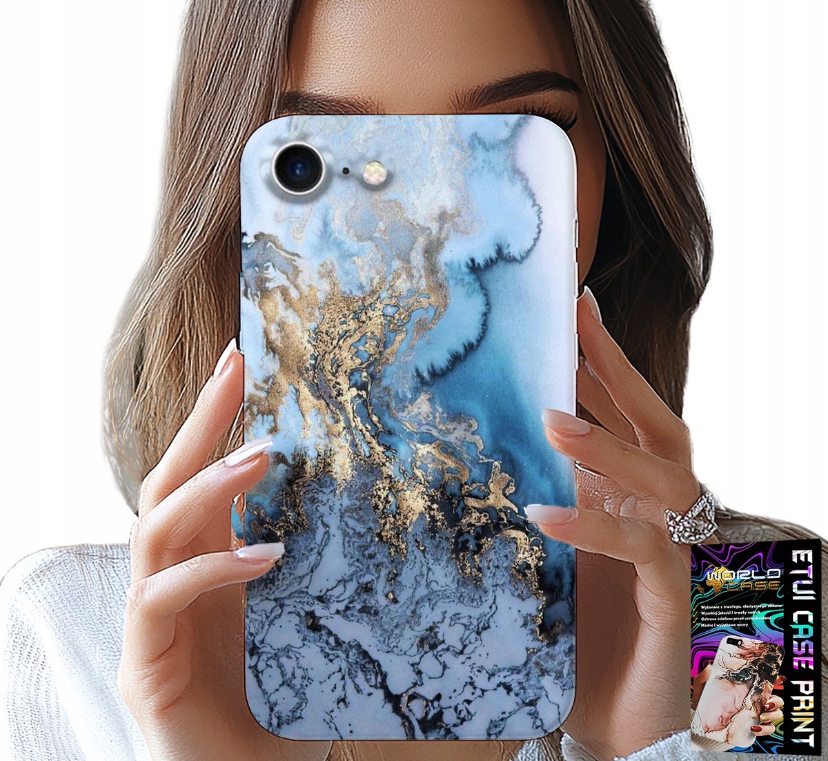 HOESJE VOOR IPHONE 7 / 8 / SE2 - MARMER MET DAMESPATRONEN + GLAS