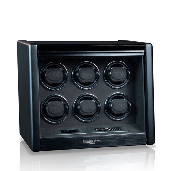 Horlogeboxen Watch Winder voor 4 6 automatische horloges met stille motoren Pianolak via AC-adapter of batterij, flexibele kussens (kleur: binnenzwart
