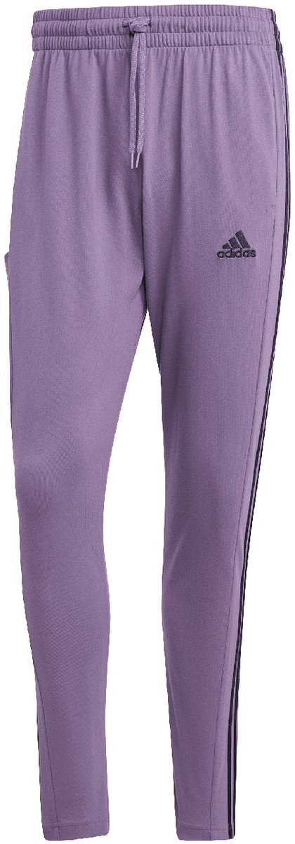 adidas Broek Heren Essentials Single Jersey Tapered Open Hem 3-Stripes Paars