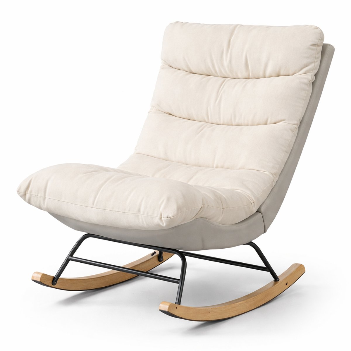 Jurrys schommelstoel - Fauteuill - Loungestoel - Ligstoel - Babykamer & Woonkamer - Ergonomisch - Beige - Afmeting 72x83x93 cm