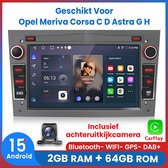 Awesafe Autoradio - Geschikt Voor Opel Meriva Corsa C D Astra G H - Draadloos Apple Carplay & Android Auto - Android 15.0 Systeem - Mit achteruitkijkcamera - Radio met navigatie - 7 inch HD touchscreen - Ram 2GB + Rom 64GB - Grijs