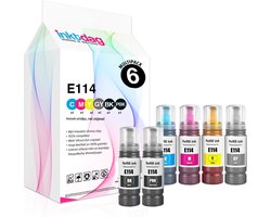 INKTDAG Compatibele Inktflessen voor Epson 114 inkt (6-Kleuren Multipack) voor Epson EcoTank ET-8500 Epson EcoTank ET-8550