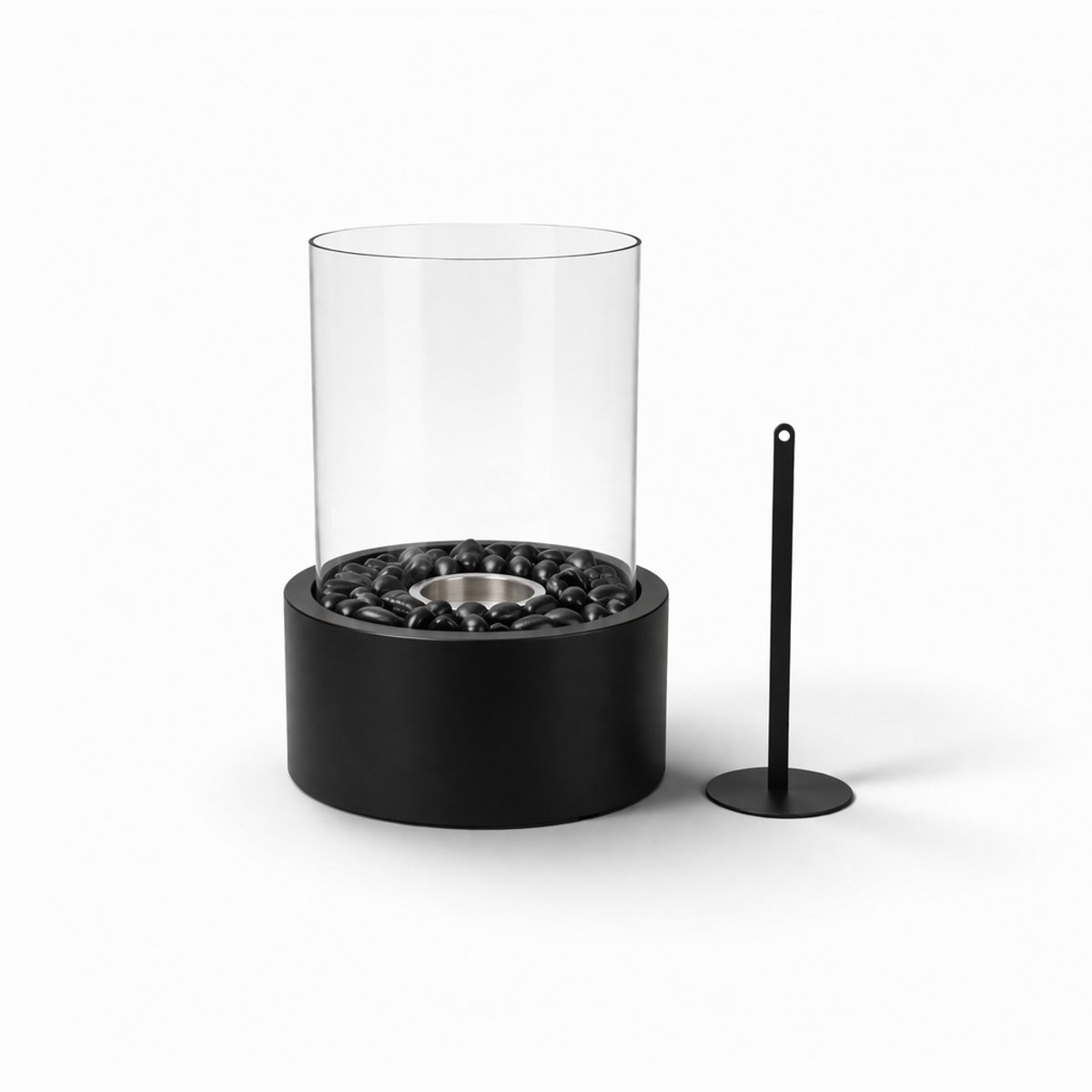 Housevitamin Bio Ethanol Tafelhaard - Rond - Rookvrij - 21x21x28 cm - Voor Binnen & Buiten - Zwart