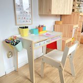 Woodforkids - Ensemble Bureau Enfant Montessori Évolutif - Bureau Réglable avec Chaise - Table Enfant - Bureau Bébé - 71 cm - Produit Européen