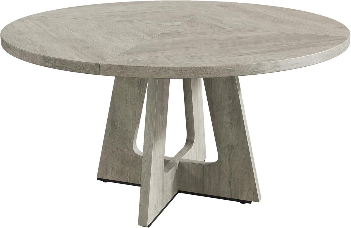 Grote Ronde Eettafel - Ø 120 cm - Geschikt voor 4 tot 6 Personen - Landelijk Design met Houten Poten - Grijs (Exclusief Stoelen)