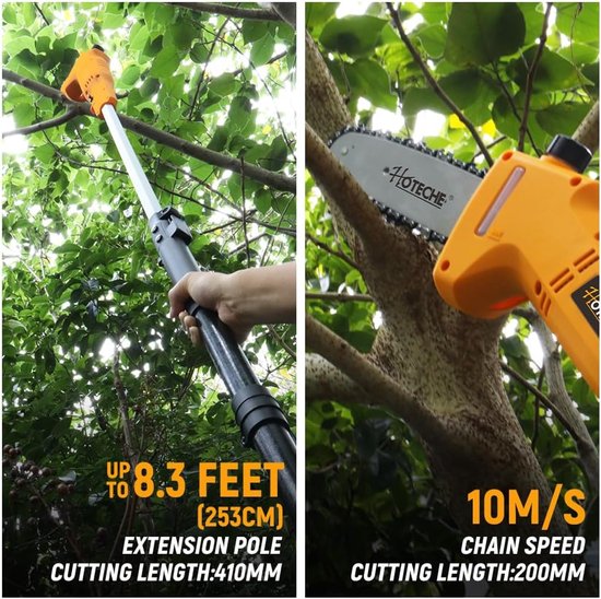Telescopische takkenzaag - Heggenschaar combi - Boom snoeien - 2-in-1 functie - 195-253 cm - Oranje zwart — afbeelding 5