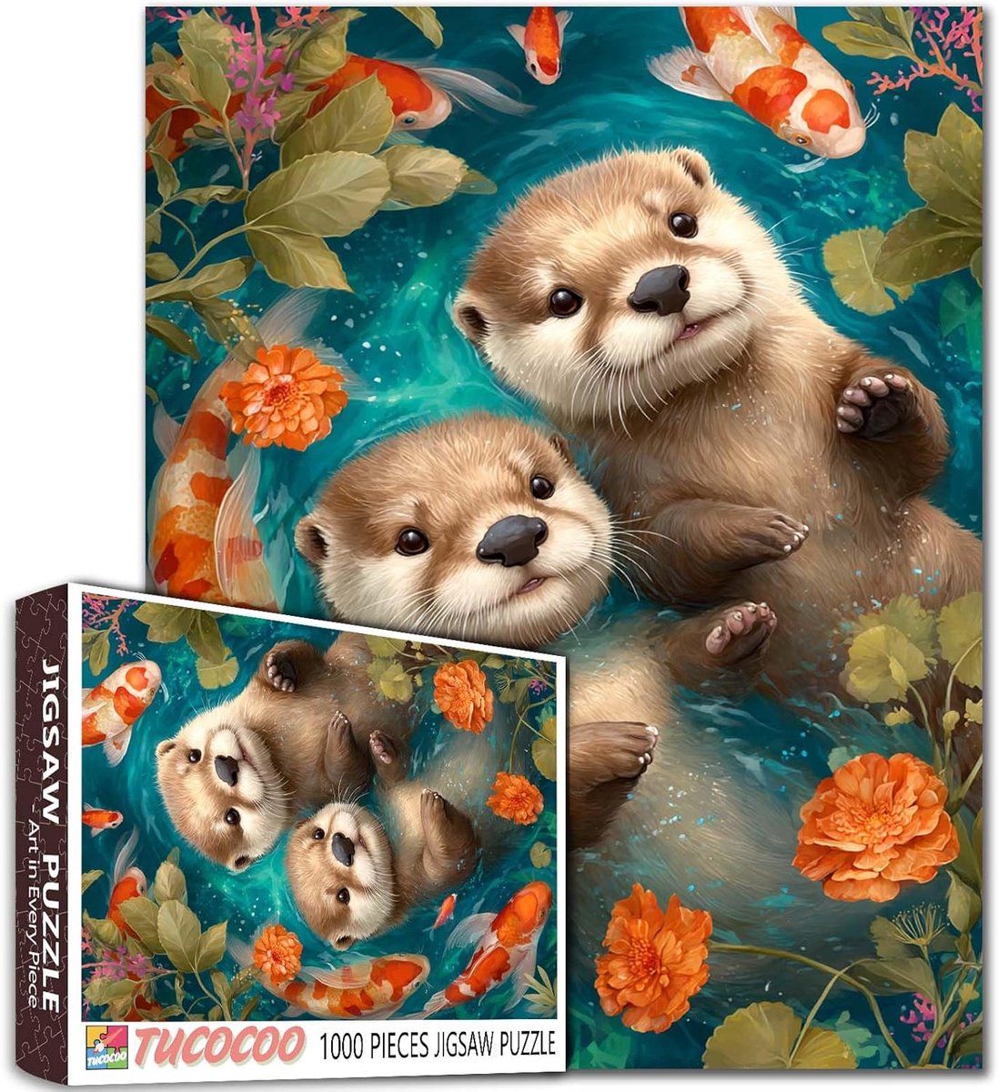 Otters Zwempuzzels - Dieren Legpuzzel - Ontspanning Thuis - 1000 Stukjes - 70x50cm - Onderwater Kunst