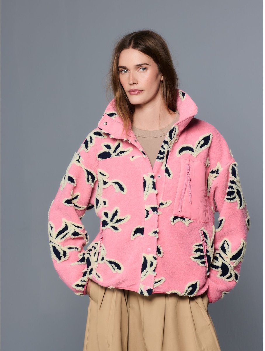 Next - Dames - Borg Jack met Bloemen Knoopsluiting - Roze