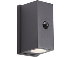 QAZQA sandy - Moderne LED Wandlamp met Bewegingsmelder - Bewegingssensor - sensor voor buiten - 2 lichts - L 15.6 cm - Zwart - Buitenverlichting