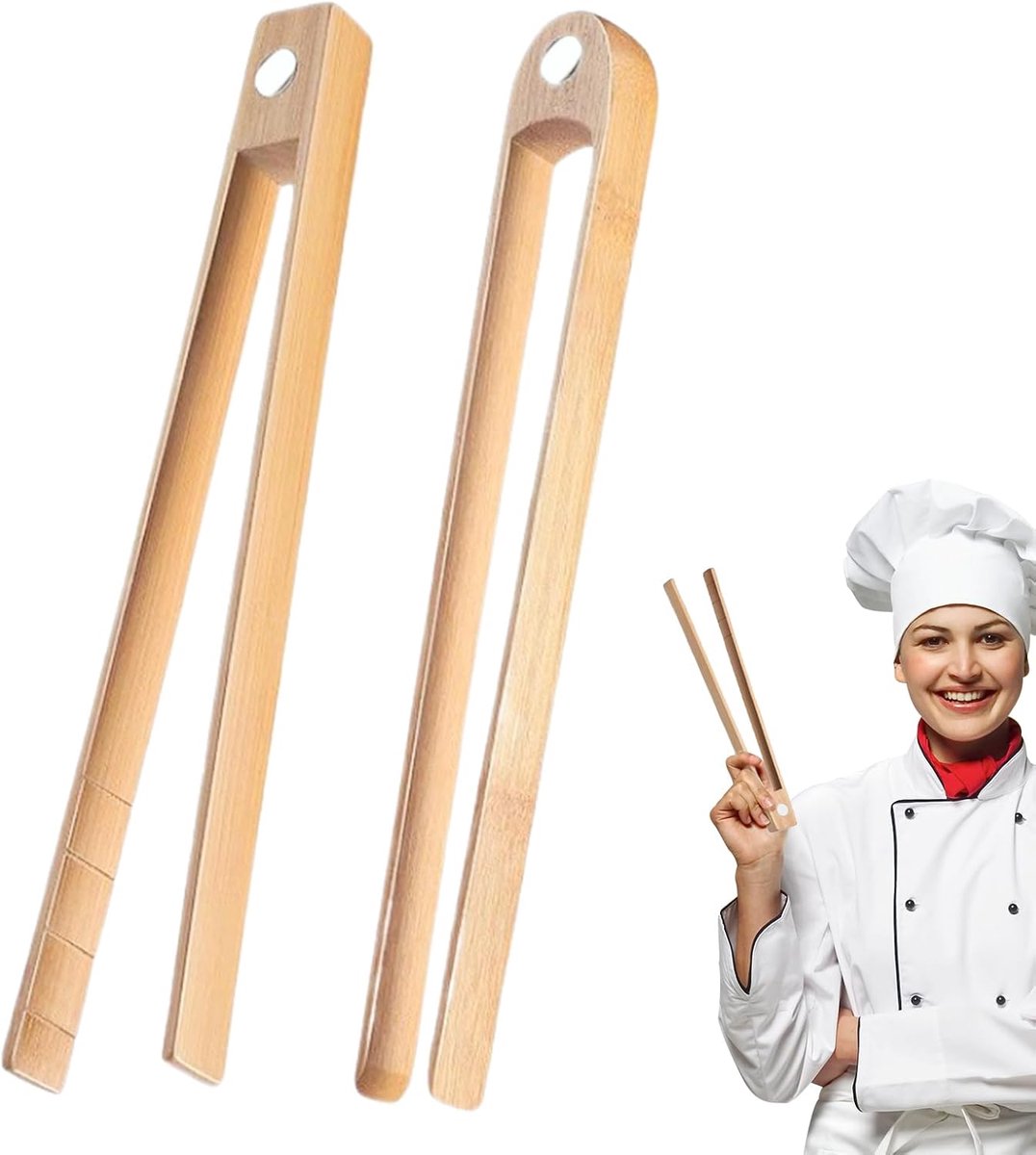 Toast Tang - Keuken Tang - Eten Serveren - Magnetisch Ontwerp - 22 cm - Hout
