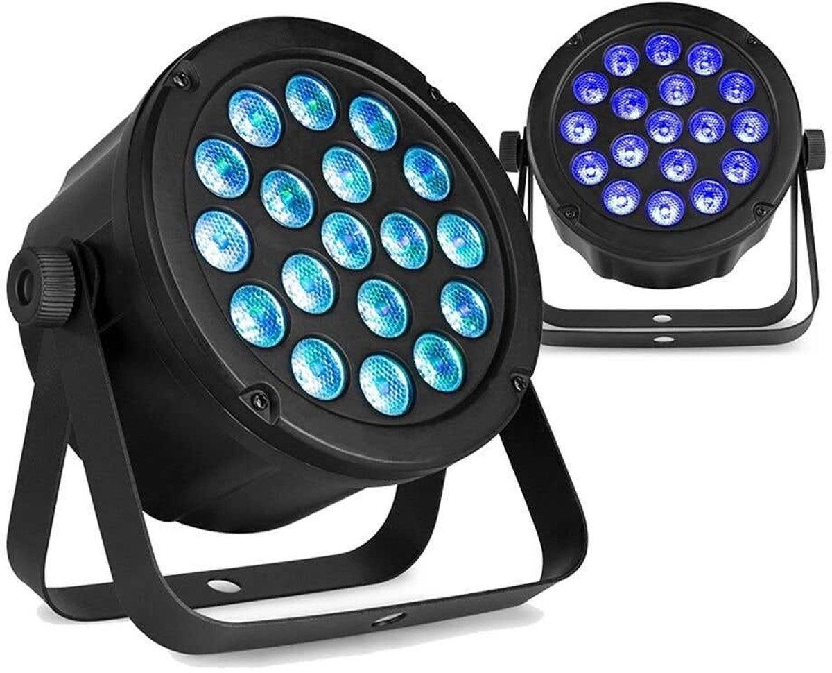 BeamZ set van 2 SlimPar45 LED Par met 18x 3W 3-in-1 RGB LED's en DMX