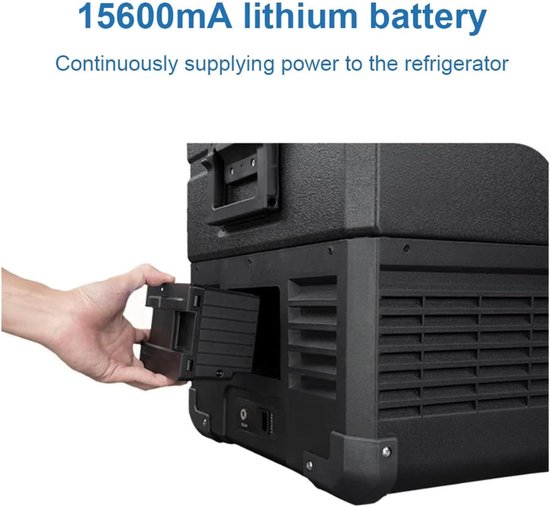 Draagbare Koelkast - Afneembare Accu - Auto Reizen - IPX4 Waterdicht - 15600 mAh - Zwart — afbeelding 3