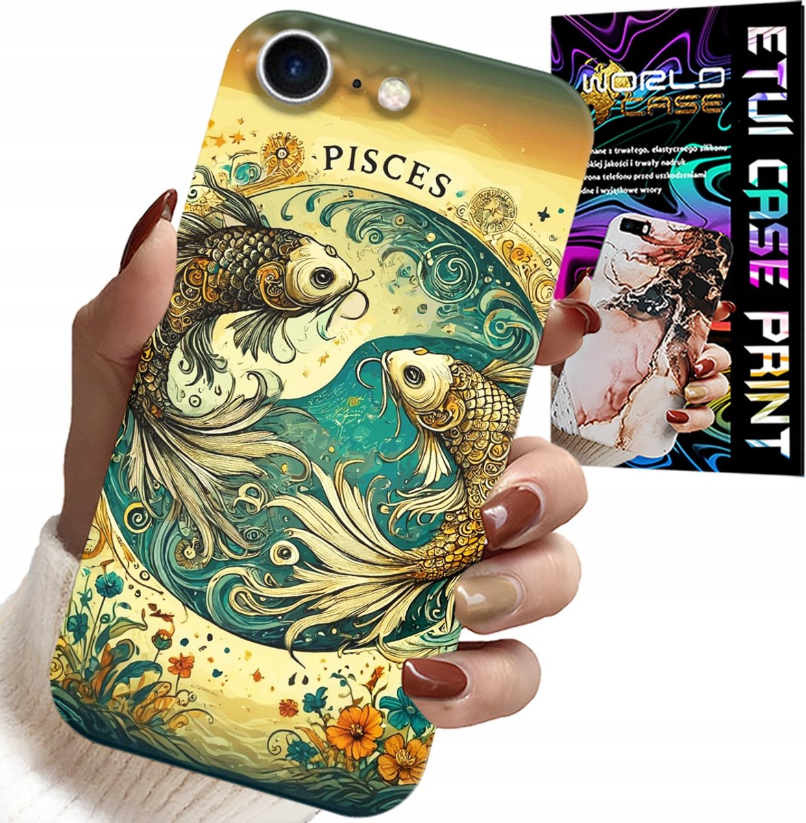 HOESJE VOOR IPHONE 7 / 8 / SE2 - STERRENBEELD, VISSEN ASTRONOMIE + FOLIE