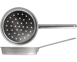 Kastanjepan van ijzer - Gietijzeren pan - Kastanjes roosteren - Met ijzeren handvat - 26 cm diameter - Zwart