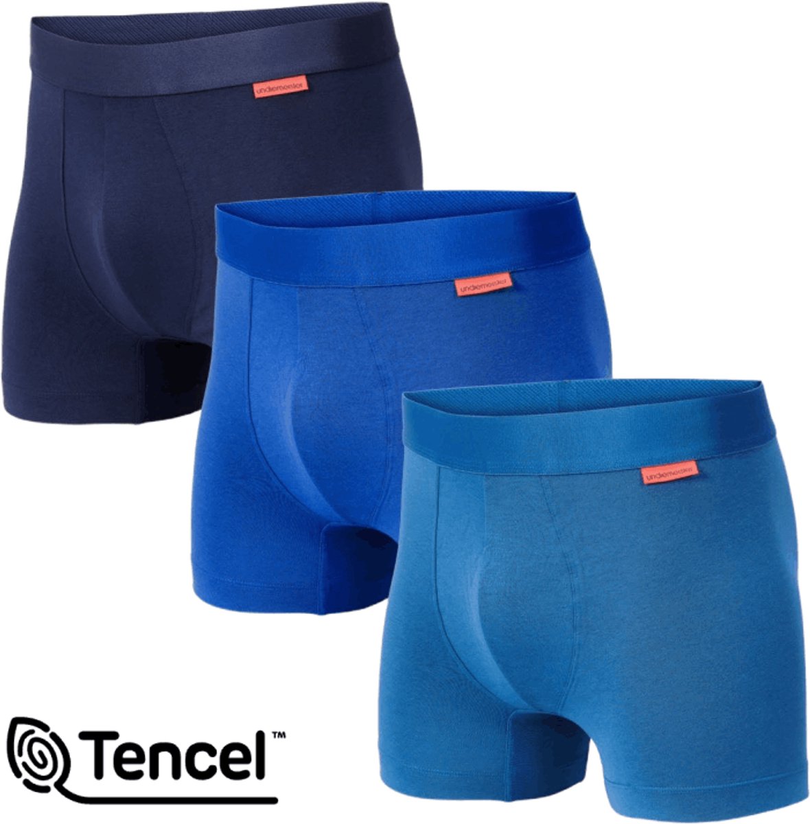 Undiemeister Boxershorts Heren - 3-Pack - Naadloos Ondergoed - Onderbroeken - Tencel - Blauwtinten - Maat XXL