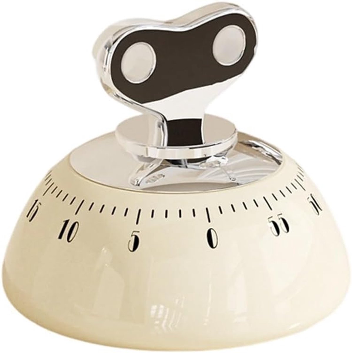 Mechanische Timer - Keuken Timer - Koken & Studeren - Batterijvrij Mechanisch - 8 x 8 x 8 cm - Wit