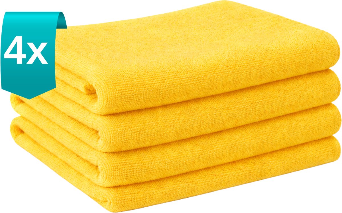 Tavas Harmonie Gastendoekjes 30x50 cm Geel Set van 4 100% Katoen Gastenhanddoek Rechthoek Handdoek Keuken Hotelkwaliteit Gastendoek