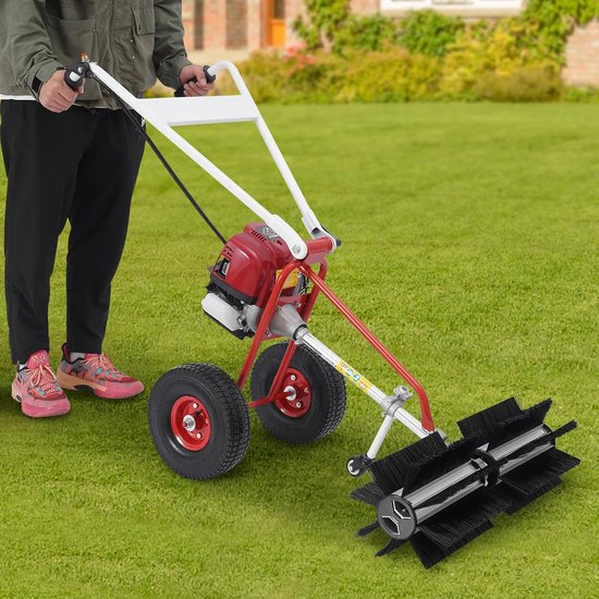 Benzine Veegmachine - Handmatige Sneeuwfrees - Tuin Terras Reiniging - Verstelbare Handgreep - 60x60x96 cm - Zwart Rood van Merkloos	 — afbeelding 3