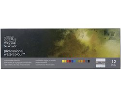 Winsor & Newton 0193548 Professionele Waterverf Set – 12 Halve Pans in Customiseerbare Reistrolley, Hoogwaardige Aquarelverf