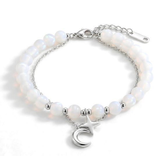 Bracelet Combination Moon Starz plaqué or - Bracelet Bracelets de perles pierre de lune avec bracelet doré lot de 2 - coffret cadeau inclus de Sophie Siero