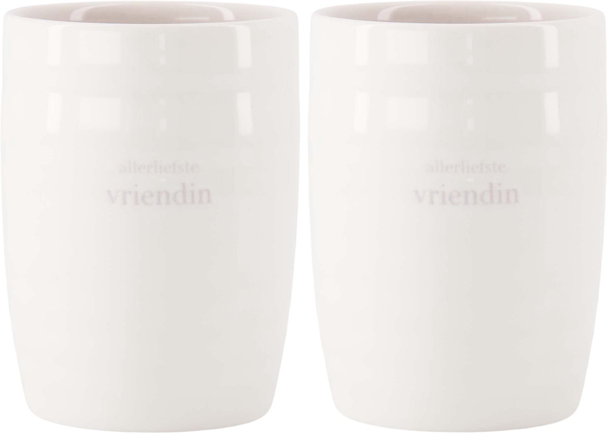 Zusss Set Van 2 Koffiemokken Allerliefste Vriendin - Cadeau Dames Keramiek Wit / Lila