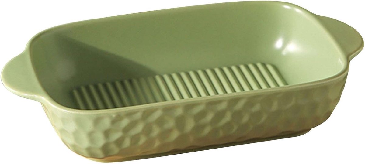 Ovenschaal Keramiek - Lasagnepan Bakplaat - Oven Gebruik - Met Handgrepen - 700 ml - Groen